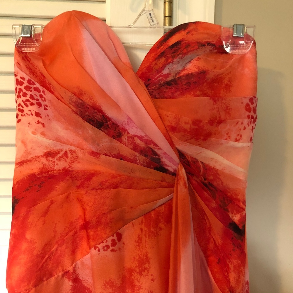 Strapless Sweetheart Chiffon Gown MANGO Floral